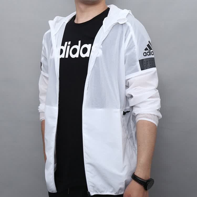 阿迪达斯防晒衣男2018夏季新款皮肤衣梭织防风服运动休闲夹克外套cv