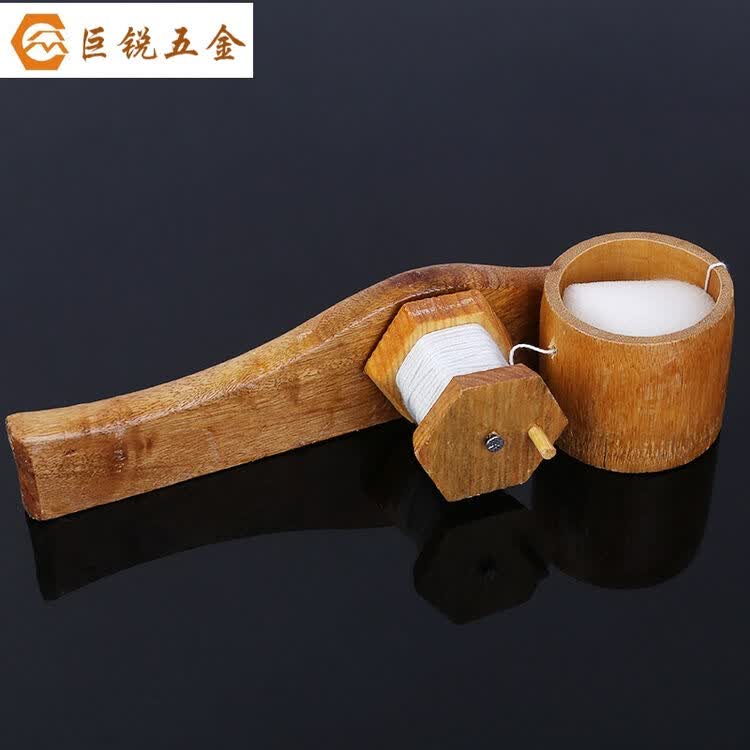 鲁班全竹手动墨斗 木工工具手摇式划线墨抖量具