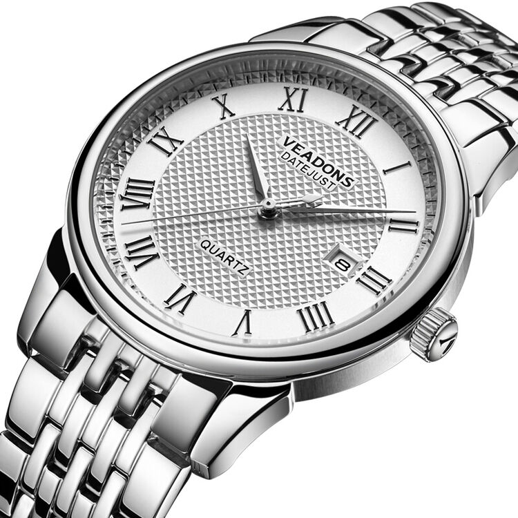 品牌直营】威顿(veadons)男士手表 男表 时尚商务超薄精钢日历钟表男
