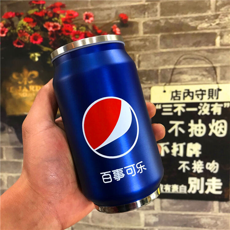 女文艺创意易拉罐个性不锈钢水杯便携男学生潮流保温杯 百事可乐小号