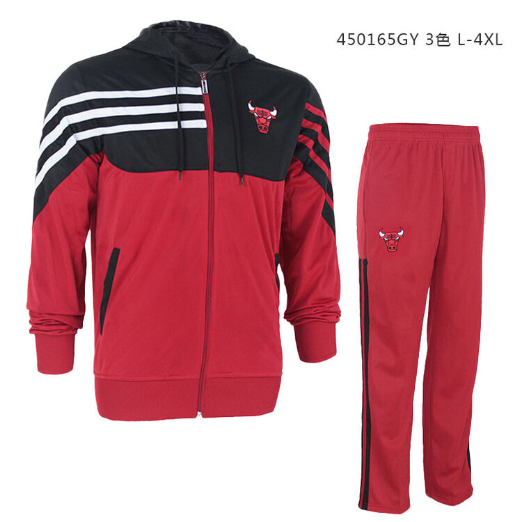 春秋款公牛队罗斯加索尔出场服 连帽拉链篮球服 红色 l