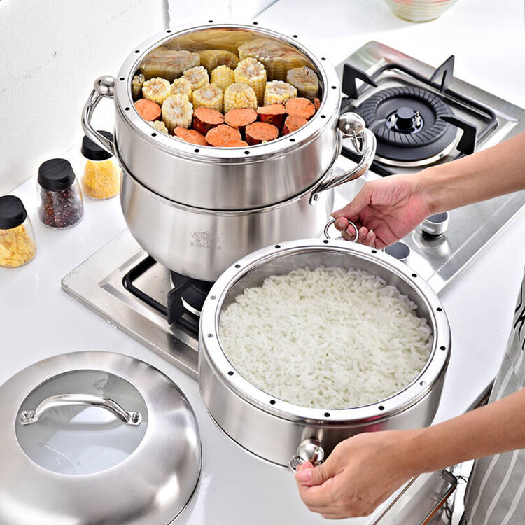 蒸锅304不锈钢蒸锅3层复底加厚汤锅原味分体蒸笼蒸米饭锅 26cm304三层