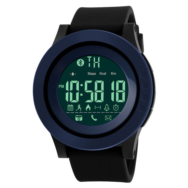 时刻美skmei 手表男士运动电子表时尚学生夜光防水多功能腕表 蓝色