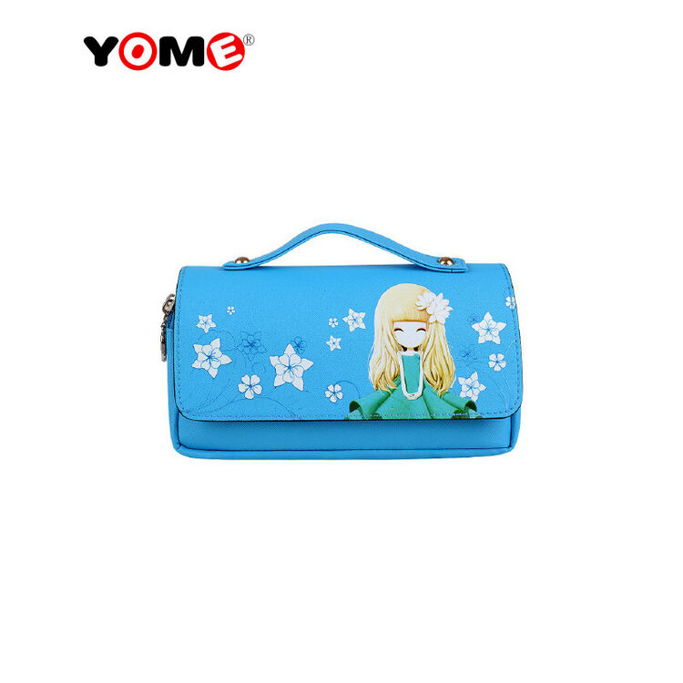 yome 笔盒笔袋花花姑娘优雅贵族手提学生笔袋儿童笔袋 蓝色 20*10*6