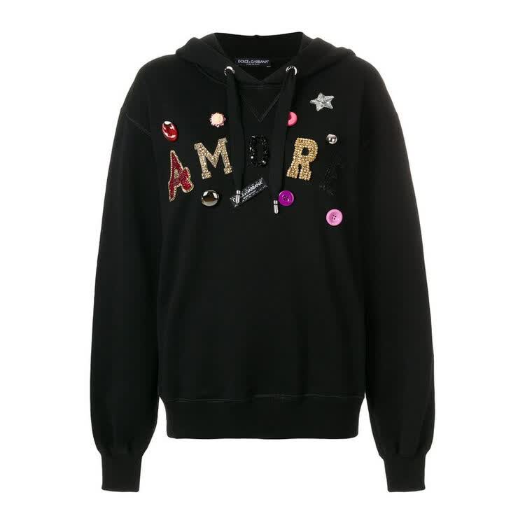 杜嘉班纳(dolce&gabbana)女士卫衣 混纺 连帽 黑色 8419ff0011