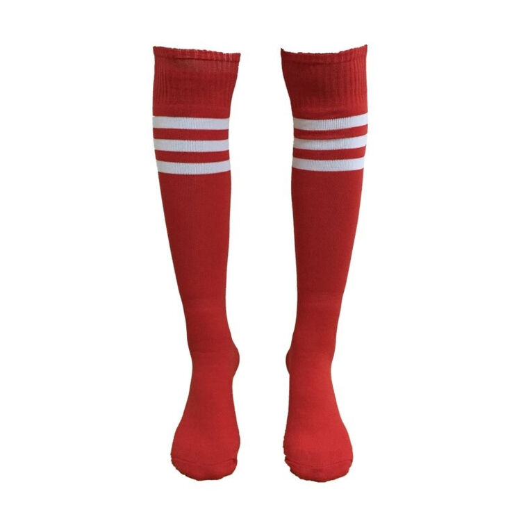 伶羊足球袜 长筒袜 过膝 足球袜子长筒舒适 球袜 儿童红色