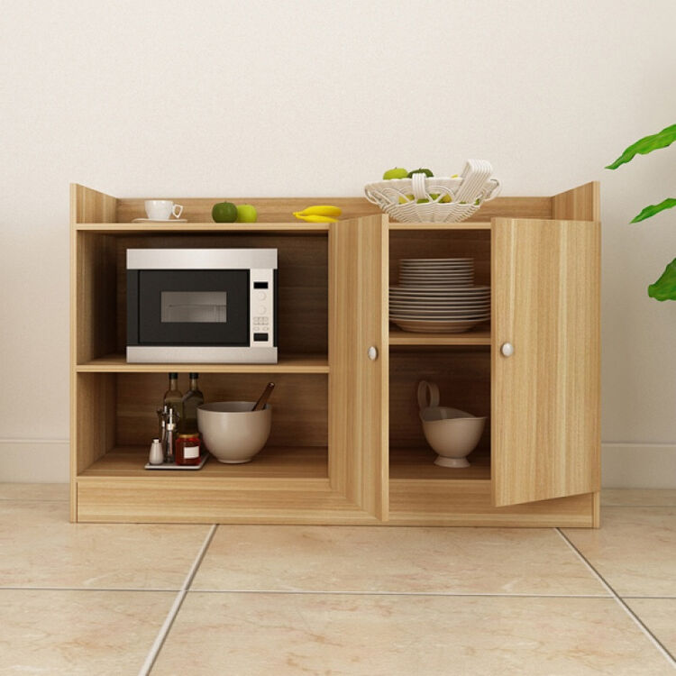 北欧实木厨房碗橱微波炉架餐边柜饭厅欧式墙边碗柜双门柜子简易