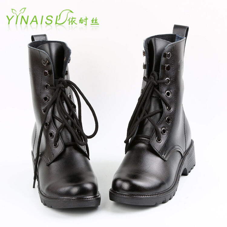 依耐丝(yinaisi) 【免邮】高帮马丁靴女式军靴靴子皮鞋防水作战靴劳保