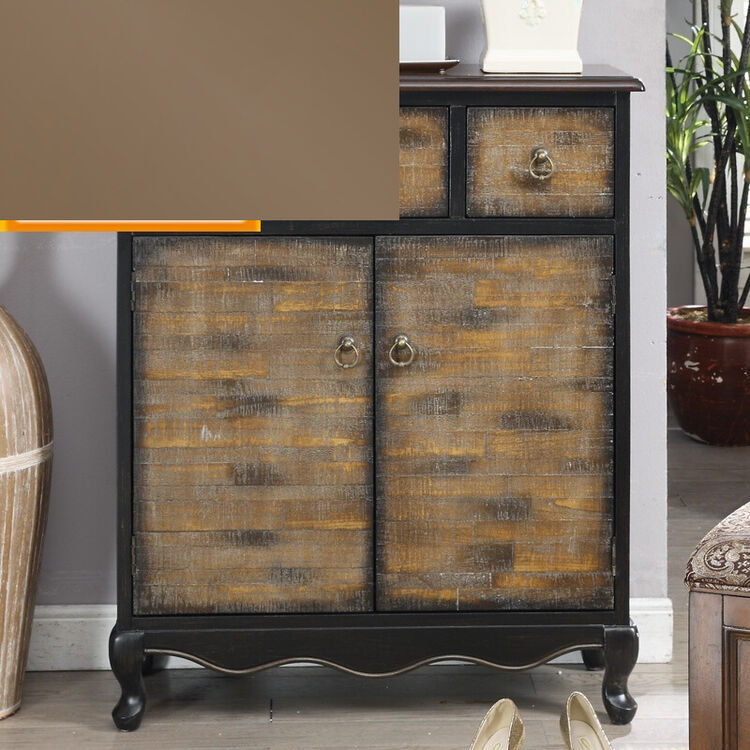 美式乡村地中海复古做旧鞋柜储物柜玄关柜置物柜 尔 磨穿黑 整装