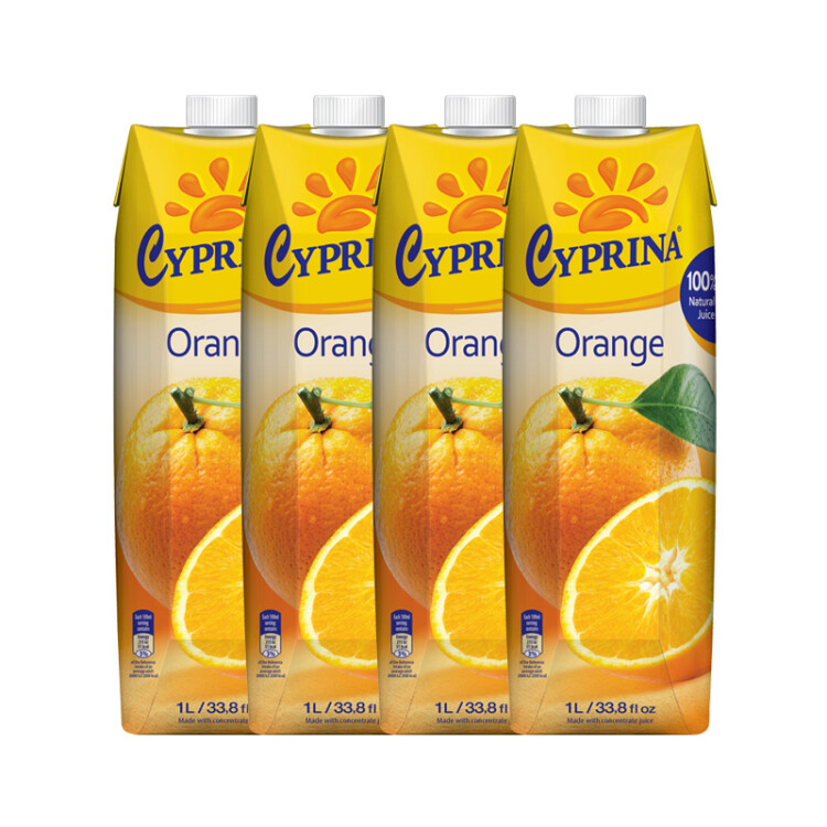 地中海 塞浦路斯进口 爱塞浦丽娜（Cyprina）橙汁 1L*4瓶 果汁饮料 整箱 光明服务菜管家商品 