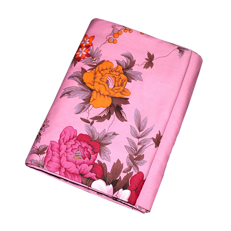 斜纹老式床单加厚国民被单上海传统床单单双人单件印花 牡丹粉色 145*