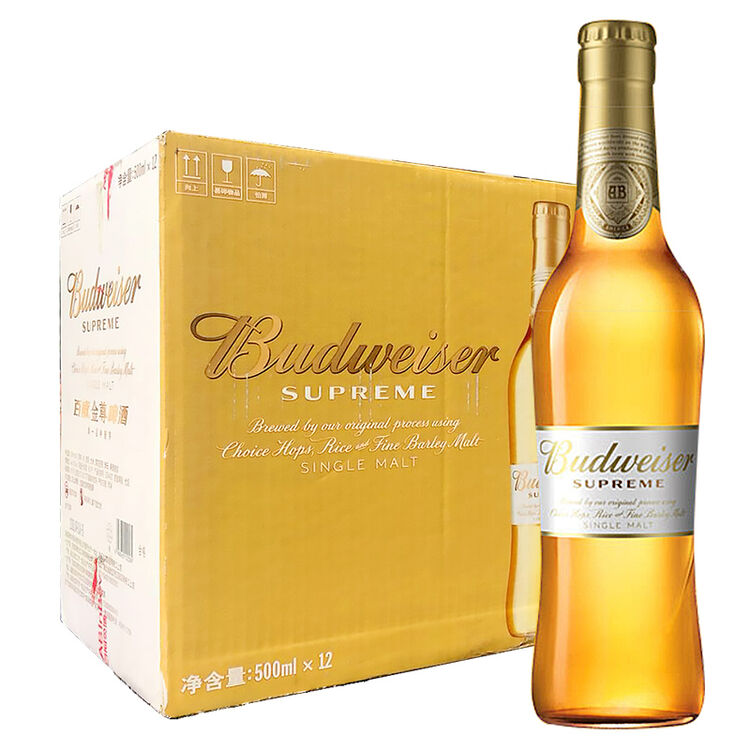 百威(budweiser)金尊啤酒 大瓶装 500ml*12瓶 supreme