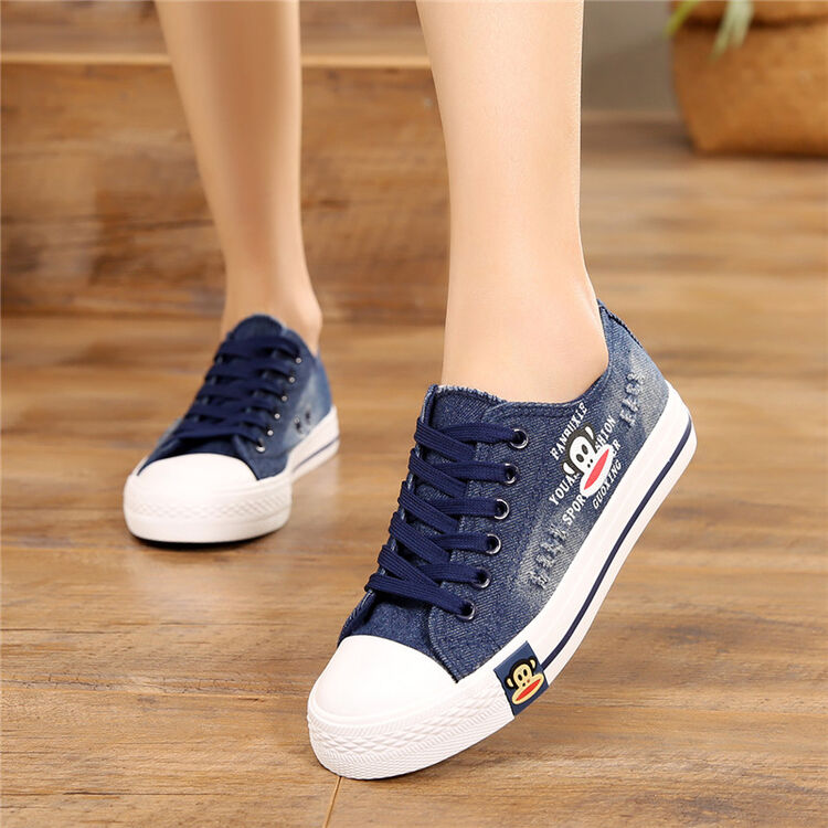 春季平底女士布鞋初中小学生牛仔帆布鞋大童女生球鞋韩版少女板鞋