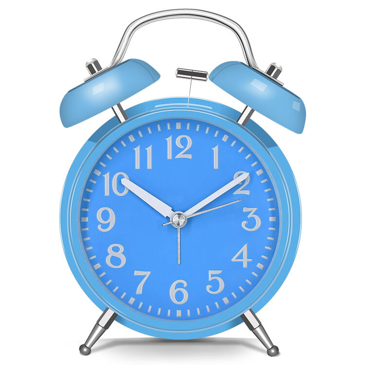 txl闹钟大声学生钟静音儿童家居闹表卧室床头时钟懒人打铃钟4寸蓝色