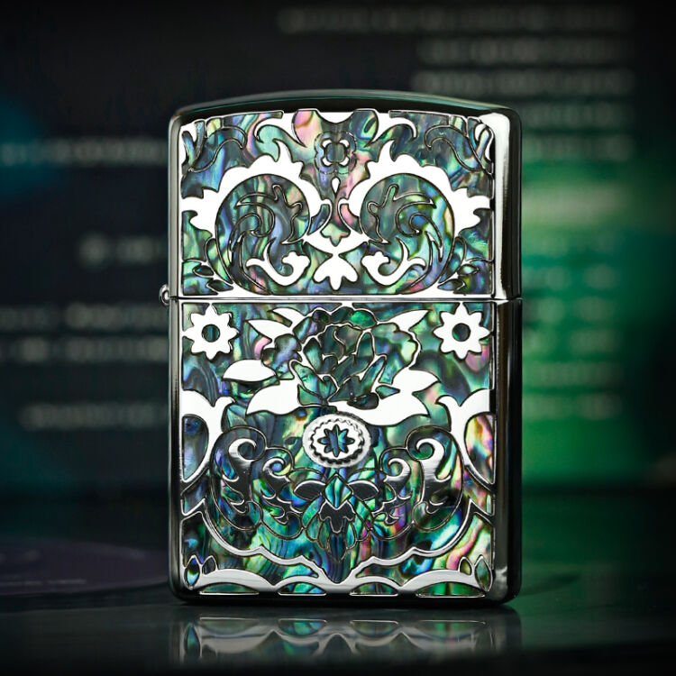 之宝（zippo）打火机珍藏版加厚盔甲幻彩贝壳镶嵌万有引力专柜原装男士