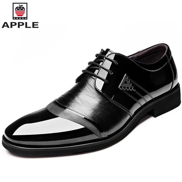 苹果(apple)皮鞋男英伦商务正装鞋男鞋时尚系带婚鞋 18136ap878 黑色