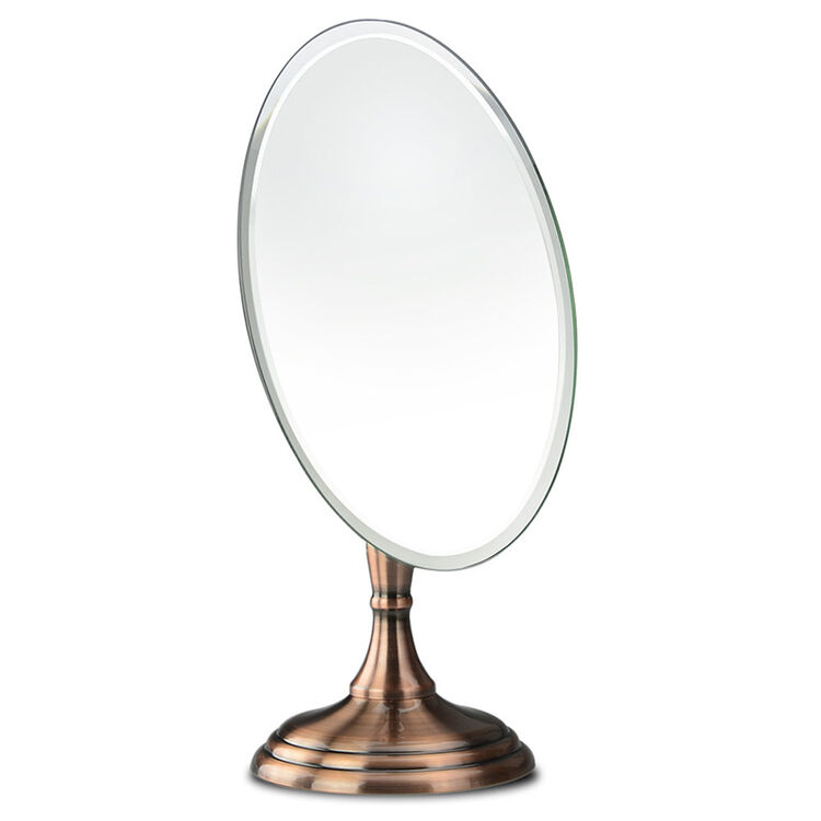 图胜图 化妆镜椭圆形镜子台式便携单面梳妆镜 光铬