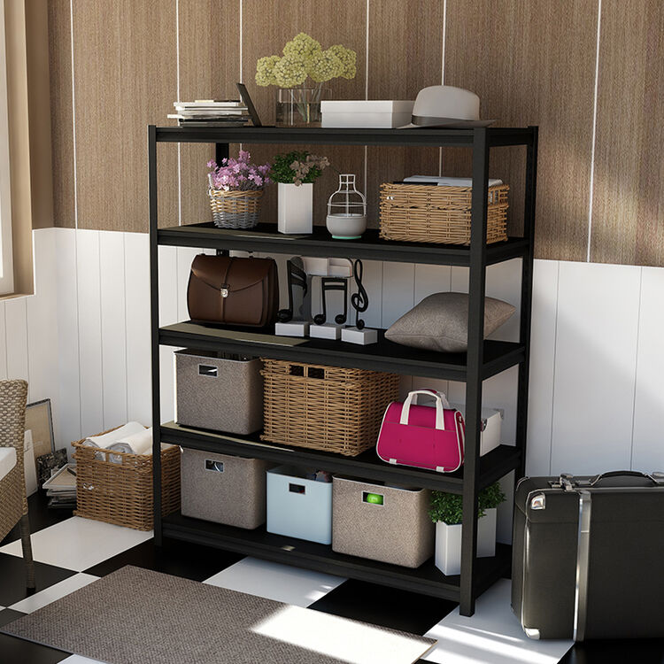 置物架金属多功能移动储物架角钢货架家用内葫芦孔置物架 黑色60x30