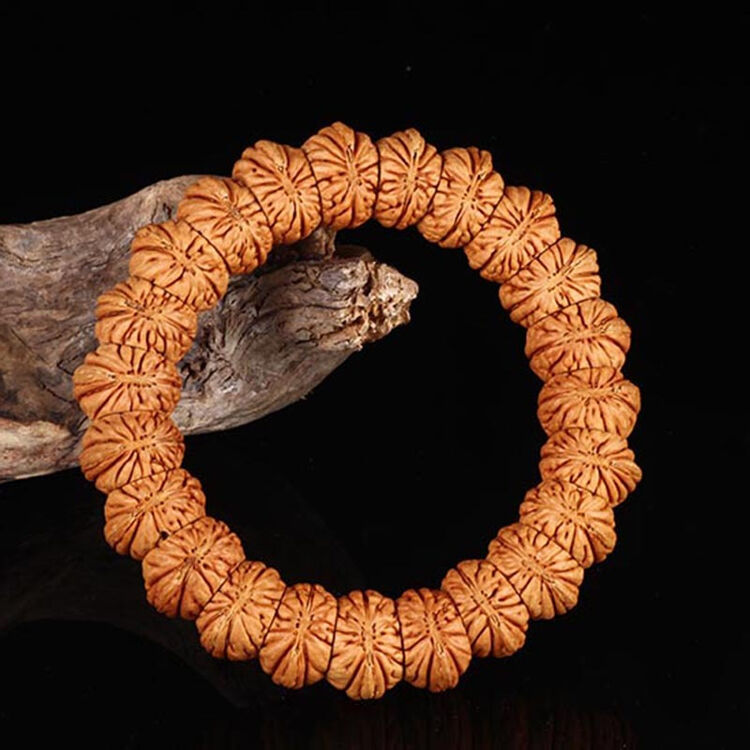 野生脑纹山桃核扇面手持佛珠手串念珠手把玩原籽手链 20mm扇面