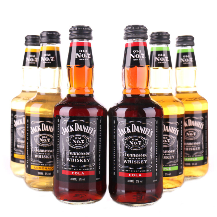 杰克丹尼（Jack Daniels）禮盒裝可樂(lè)+檸檬+蘋(píng)果味330ml*6瓶威士忌預(yù)調(diào)酒 菜管家商品