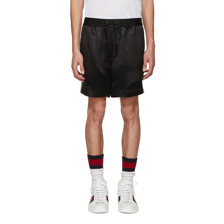 古驰(gucci) 男士短裤 修身 黑色 缎面 8404ss1098