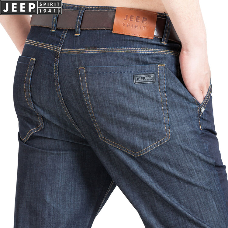 吉普jeep牛仔男裤商务休闲直筒裤子新品微弹牛仔长裤11720342011 黑色