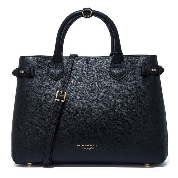 burberry 巴宝莉女包 女士banner织物配皮班纳手袋手提单肩包 黑色