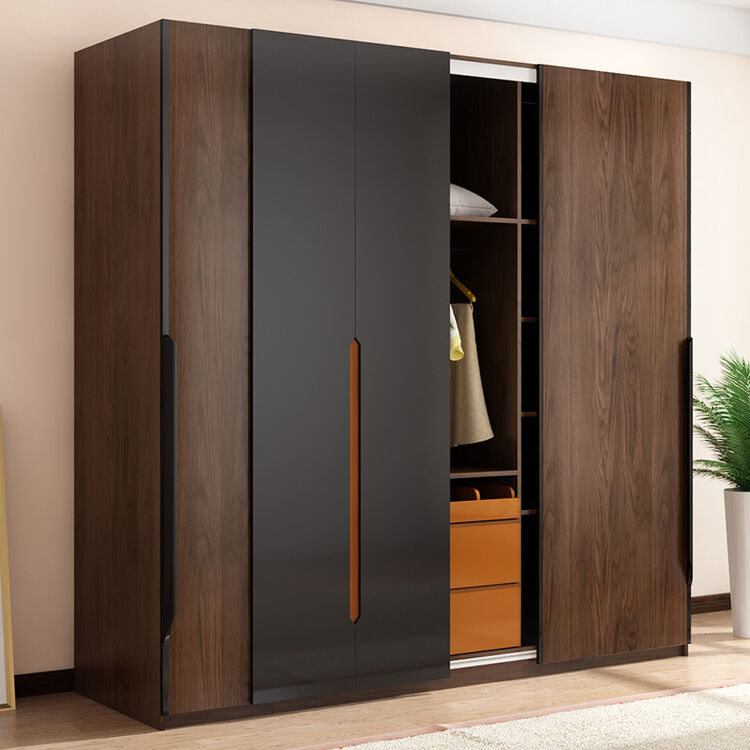 木匠生活 衣柜 现代简约北欧风格 推拉衣柜 卧室家具 咖啡色 单个衣柜