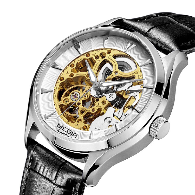 美格尔(megir)男士机械手表 时尚商务全自动机械表 镂空男生腕表62020