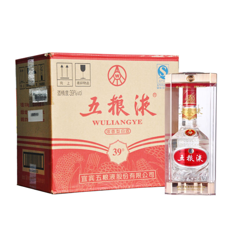 五粮液浓香型白酒39度500ml*6瓶整箱装（新老包装随机发货）【图片价格