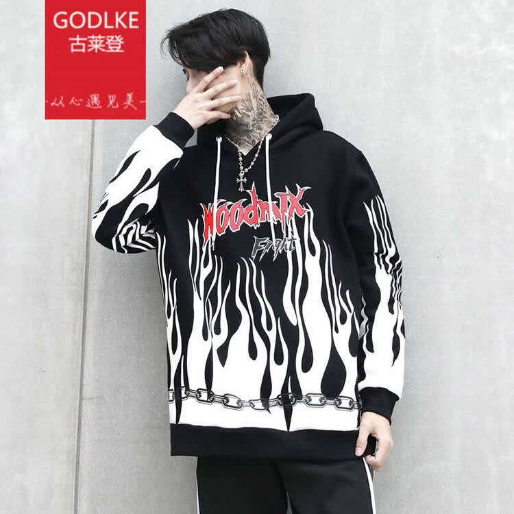 古莱登大码男装2018春冬款新品连帽卫衣加绒潮人加肥加大胖子显瘦外套