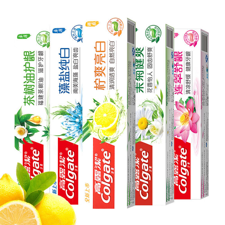 高露洁(colgate)自然系列 护龈清新 净白牙齿牙膏五支装 120g×5(进口