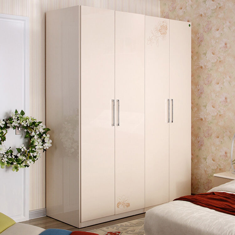 掌上明珠家居 衣柜 香槟色婚房四门衣柜五门衣柜亮光烤漆卧室家具 4门