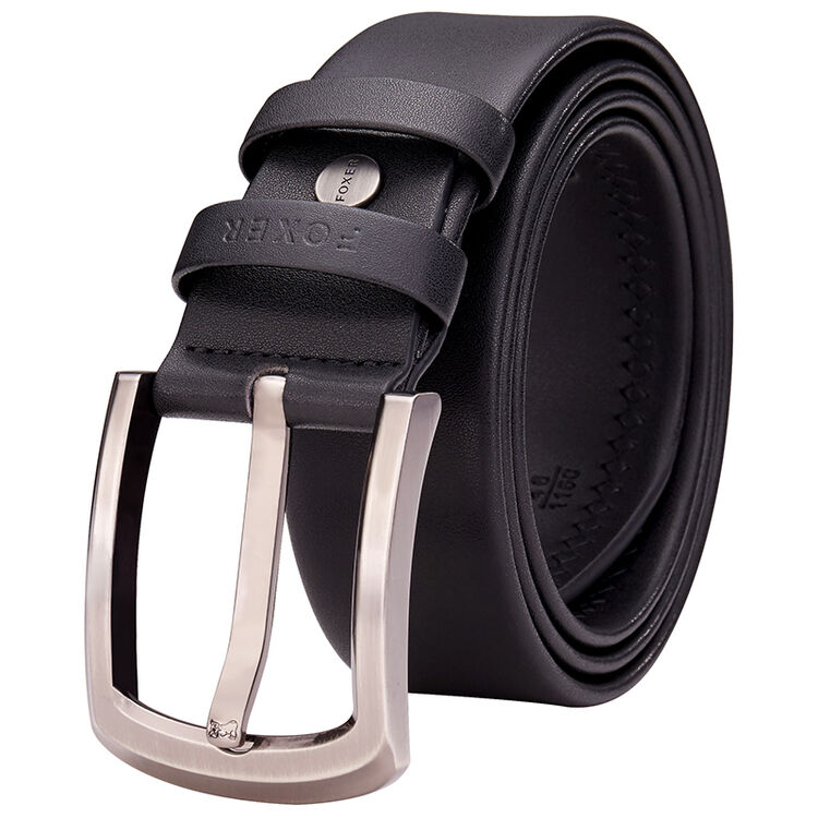 金狐狸(foxer)皮带男士针扣牛皮腰带百搭商务休闲腰带