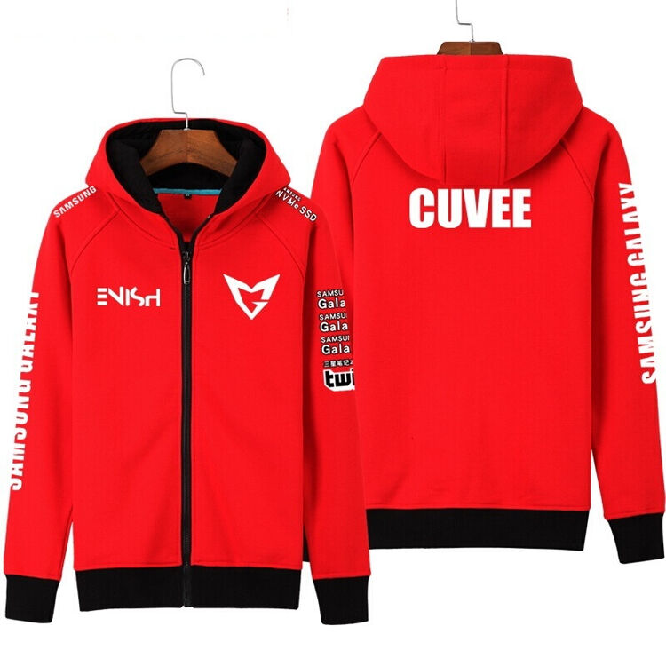 游戏周边ssg三星战队队服秋冬开衫连帽卫衣男宽松衣服 红色20 xs