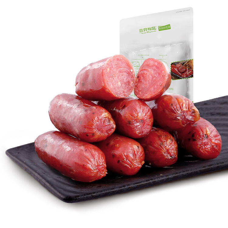 减120 三只松鼠 滋滋炭烤肠198g休闲零食猪肉类炭烤肠迷你肉枣小香肠