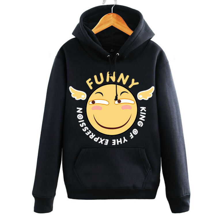 滑稽卫衣 青少年 男女 情侣 宽松 休闲 日常 连帽套头卫衣 黑色 xxl