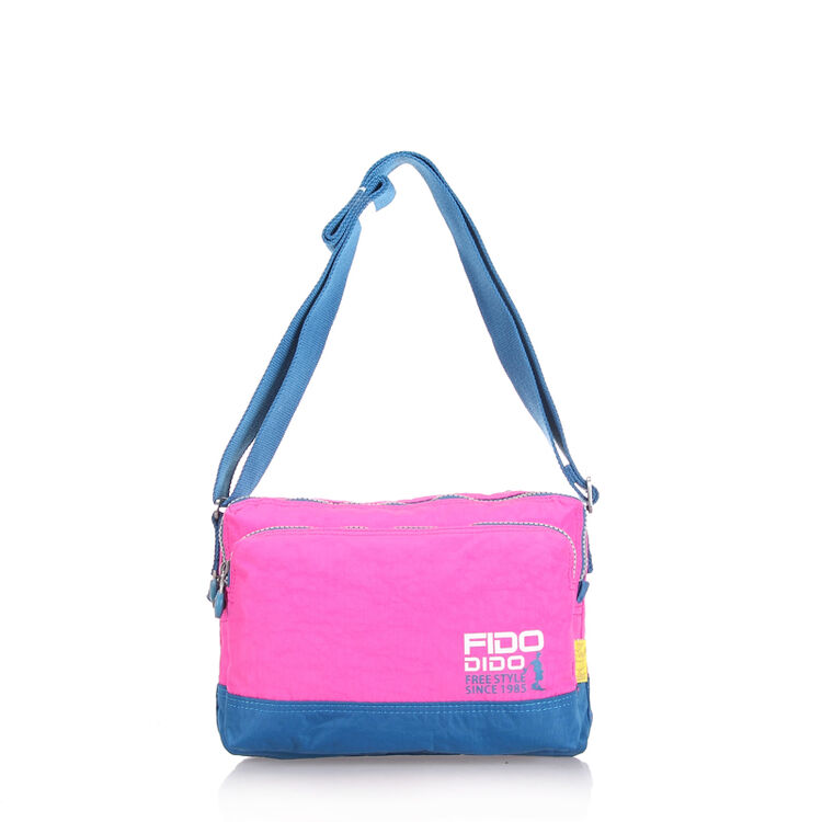 菲都狄都 fido dido水洗布面料男女通用款 横款单肩斜挎包 1409-2 玫