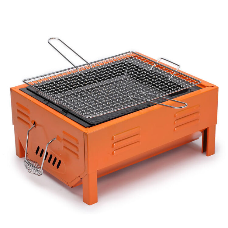 户外野餐烧烤器具两用烧烤架烧烤炉便携烤架 橙色
