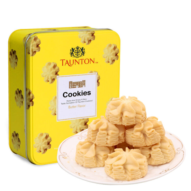 taunton 汤顿英式曲奇饼干128g 好吃的铁盒装小吃糕点休闲零食 原味