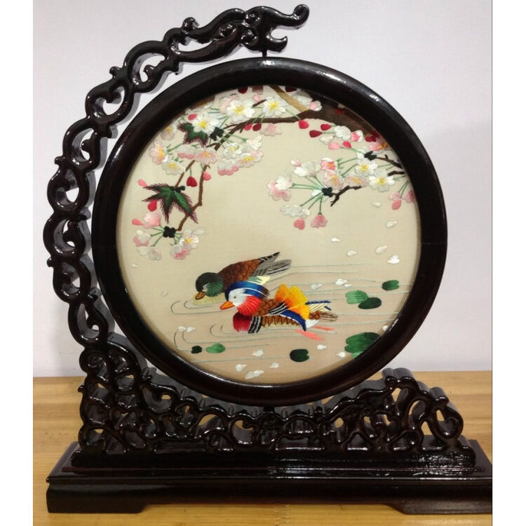 促多款 苏州特产 纯手工苏绣成品 刺绣摆件台屏双面绣画精品礼品 1