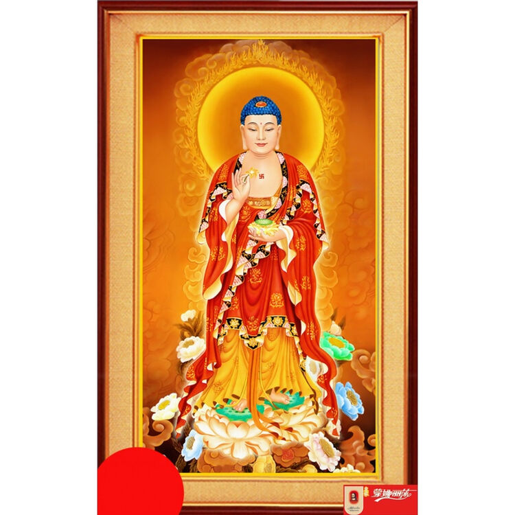 阿弥陀佛十字绣如来佛西方三圣十字绣观世音菩萨大势至地藏王 37x75cm