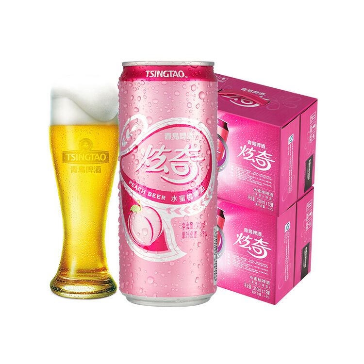 青岛啤酒(tsingtao) 青岛啤酒炫奇果啤水蜜桃味11度 310ml*12听 2箱