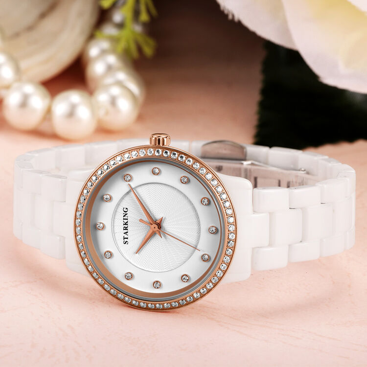 星皇(starking)女表时尚防水石英陶瓷女手表 玫瑰金bl0962rc11