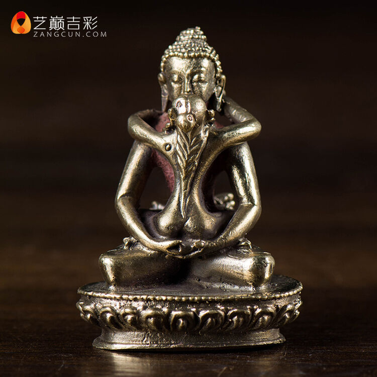 艺巅吉彩 双身普贤王如来 藏传佛教尼泊尔2寸纯铜随身小佛像 密宗供佛
