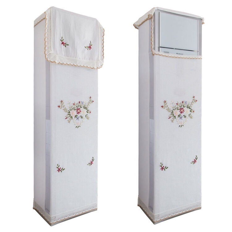 sns 2件立式空调罩柜机格力美的柜式空条罩防尘罩套布艺开机不取 丝带