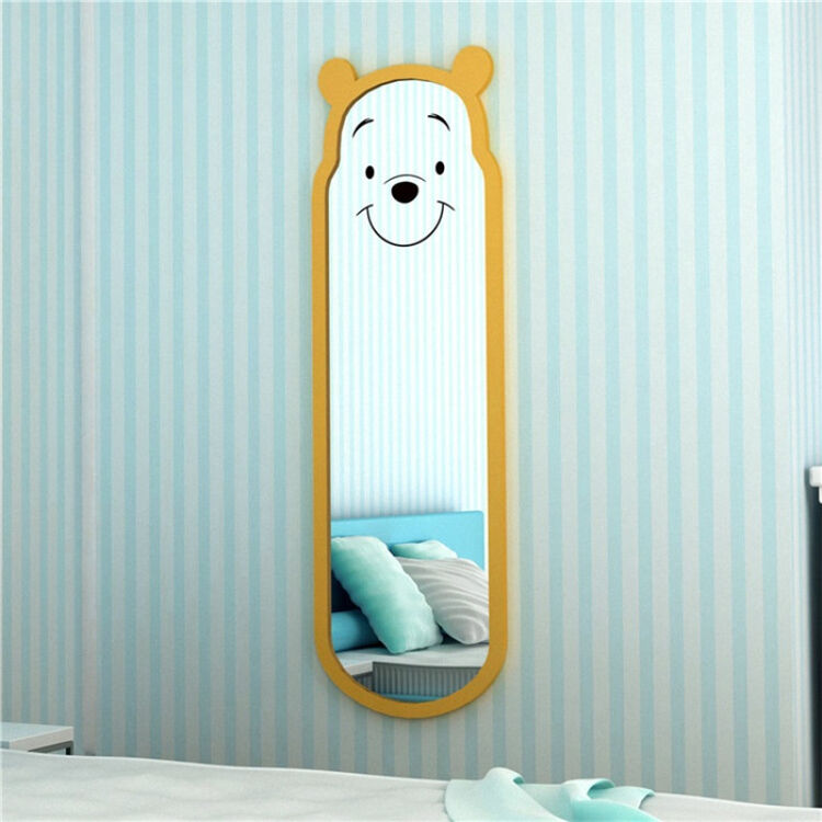 卡通家具壁挂房穿衣镜卧室客厅玄关背景装饰全身镜 黄色小熊熊穿衣镜