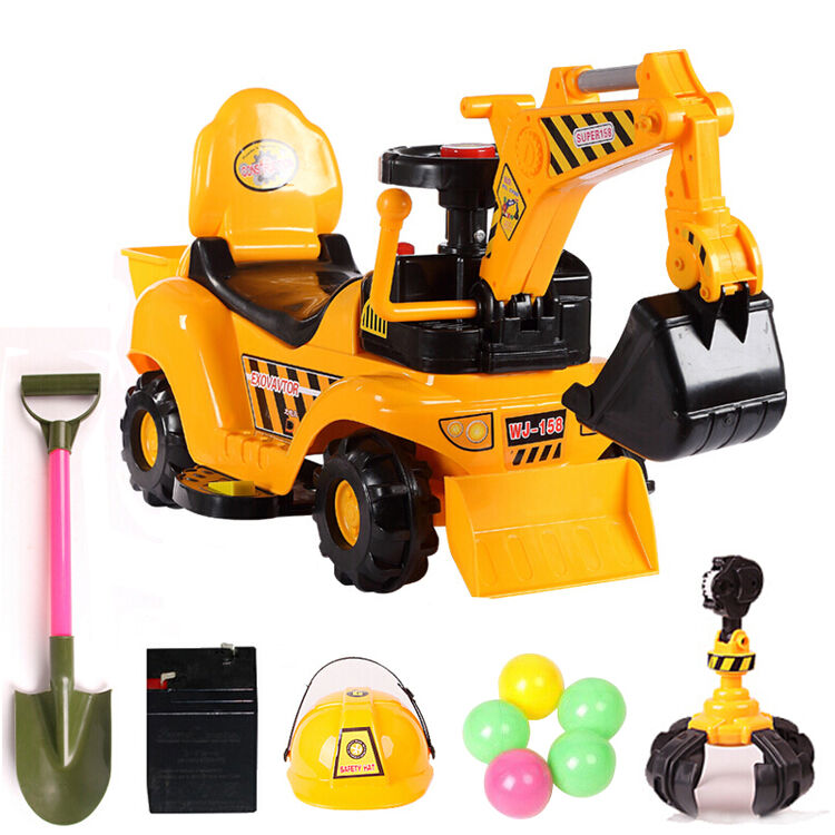 大号1-5岁宝宝男孩玩具车挖土机学步工程车 大号手动(升级加厚音乐带