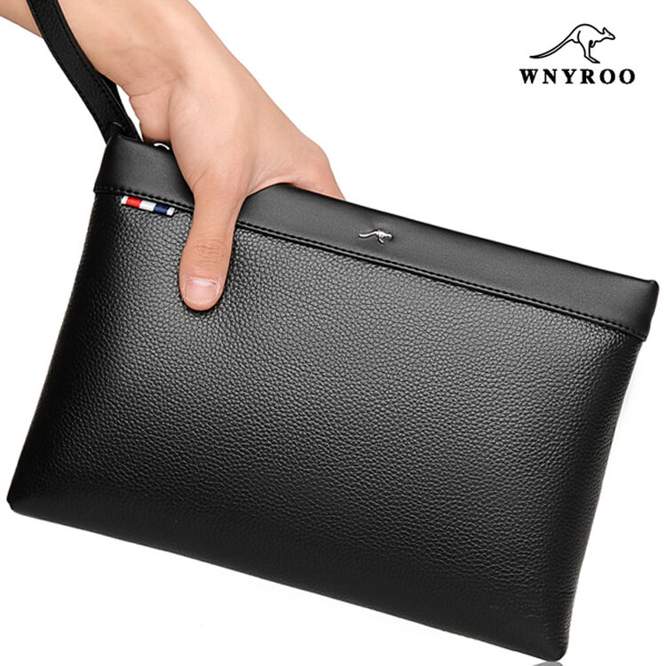 威尼亚袋鼠男士手包大容量头层牛皮手抓包男款手包男真皮信封包商务手