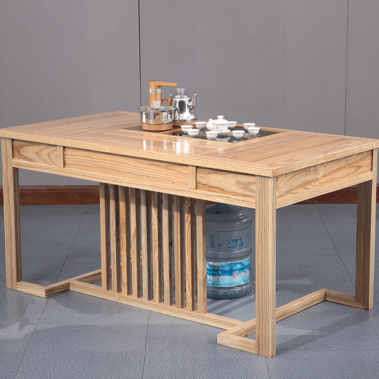 新中式茶桌椅组合实木功夫茶几榆木方形茶台小户型简约茶艺桌 1.